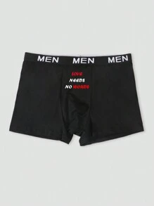 3 Pieces Men's Black Simple Letter Printed Pattern Comfortable Breathable Stretchy Regular Briefs - Black - View 6