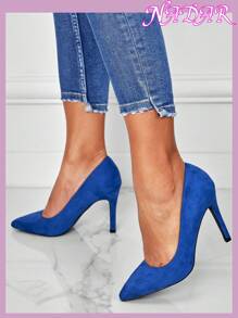 2025新款细尖头高跟鞋，舒适贴脚，适合上班通勤，百搭黑色高跟鞋，性感低帮设计，10CM超高跟 - 寶藍色 - 查看 2