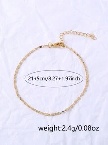 Tkool 1 pieza Elegante tobillera minimalista de acero inoxidable con cadena ondulada, de moda y versátil, apropiada para vacaciones o playa