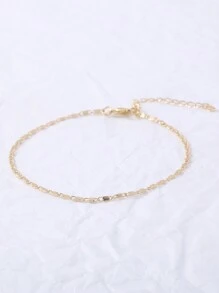 Tkool 1 pieza Elegante tobillera minimalista de acero inoxidable con cadena ondulada, de moda y versátil, apropiada para vacaciones o playa
