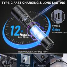 Flashlights High Lumens Rechargeable - 20,000 Lumens Super Bright Tactical LED Flash Light, Dimmable&Memory Function Powerful Waterproof Flashlight For Camping,6 Modes,Zoomable,LCD Display (2, Black) - K2311 - Xem 6