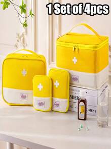 Portable Travel First Aid Kit Bag With Embroidered Cross Patch, Mini Portable Medical Kit First Aid Bag, Suitable For Car Bike Marathon Running Outdoor Camping Hiking Emergency, Medical Emergency Storage Wear Resistant