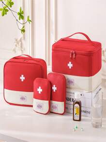 Portable Travel First Aid Kit Bag With Embroidered Cross Patch, Mini Portable Medical Kit First Aid Bag, Suitable For Car Bike Marathon Running Outdoor Camping Hiking Emergency, Medical Emergency Storage Wear Resistant