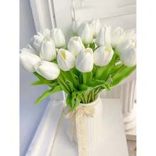 10pcs-Tulip Artificial Flower For Decoration,Artificial Flower Tulip Real Touch Flower Arrangement Bouquet For Wedding Engagement Bridal Birthday Home Office Party,Artificial Flower Bulk Mother's Day Gift,Indoor And Outdoor Room Decoration,Halloween,Christmas,Thanksgiving,Fall Decoration,Gift,Autumn