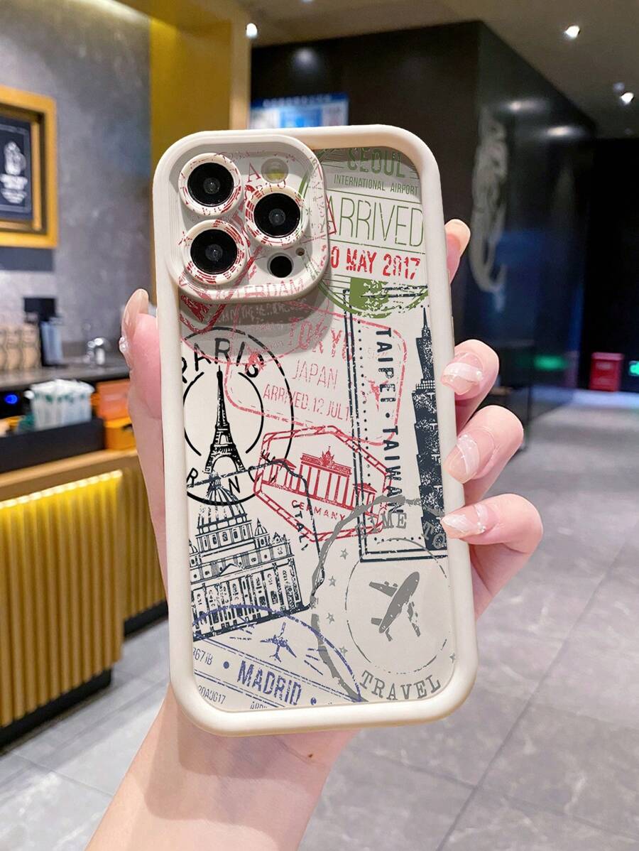 1 个带旅行邮票相机的手机壳，防震，兼容 Apple///Galaxy/Infinix/Redmi/OPPO/VIVO/Realme/MOTO