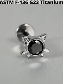 1 件钛合金猫用氧化锆唇环耳软骨耳屏内螺纹 Cz 耳轮耳垂耳环耳甲穿孔珠宝 - 如圖 - 查看 15