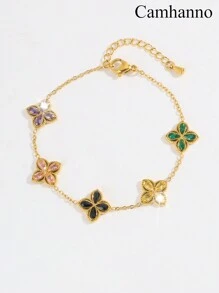 Camhanno 3 件可堆叠女士手链奢华复古不锈钢彩色链条手链套装，适合赠送珠宝配饰和礼物给家人和朋友，适合日常度假宴会