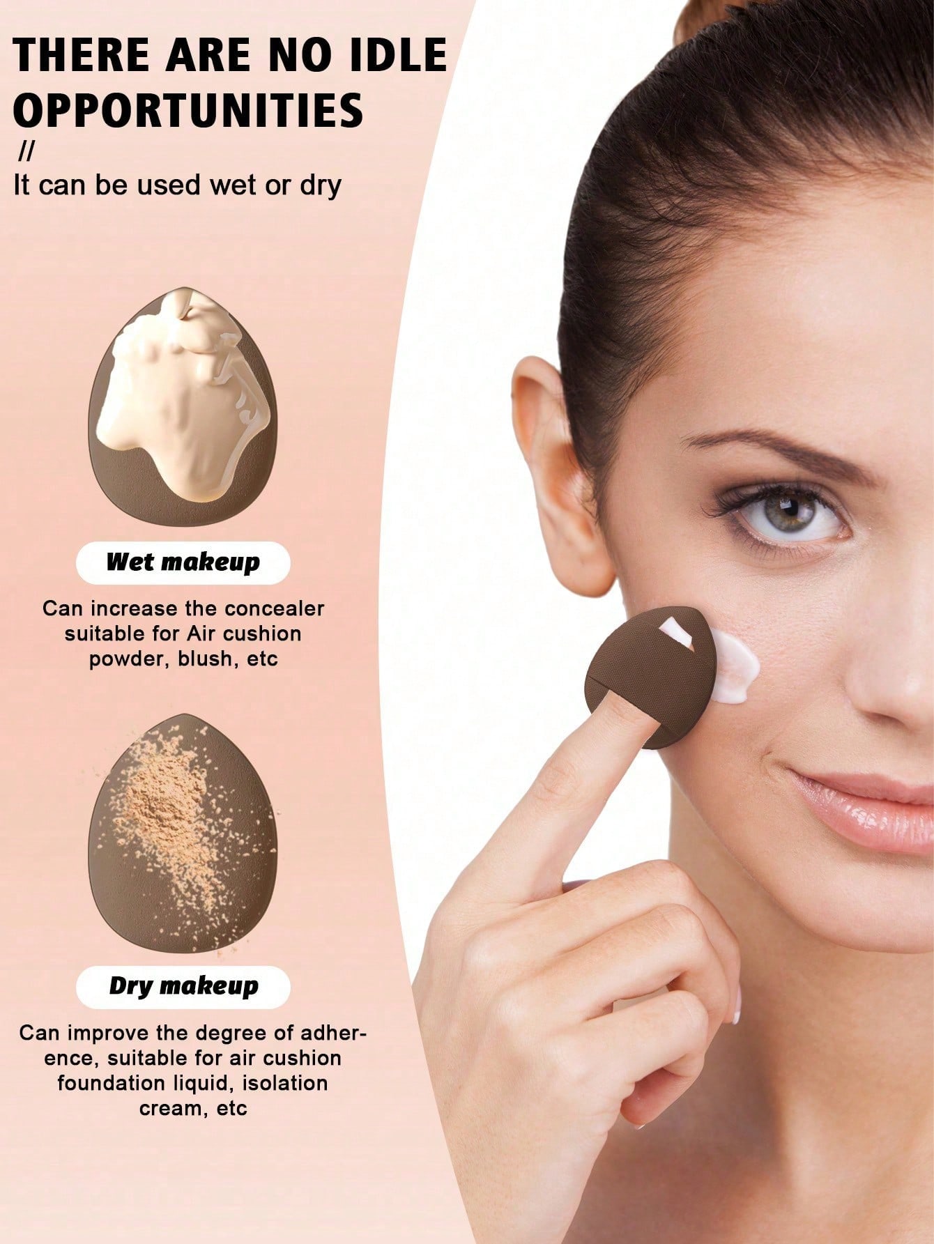 50/40/30/20/10/5 قطعة طقم مكياج، يشمل: 10 قطع إسفن...