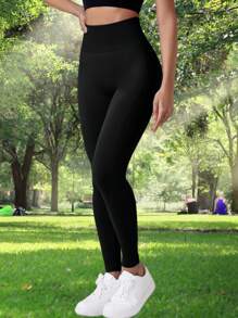 Summer Workout Seamless High Waisted Women's Hip Lifting Outdoor Fitness Leggings, Sports Yoga Leggings, High Elasticity Solid Color
