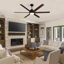 60" Modern Ceiling Fans With Lights And Remote & APP Control, Black Industrial Chandelier Dimmable LED Ceiling Fan Light Adjustable For Farmhouse Dining Room Living Room Patio - Black - View 8