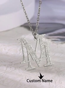 1 szt. spersonalizowany naszyjnik z mrożonej stali nierdzewnej - styl vintage boho z nakładającą się literą "M", złoty, do codziennego stroju, na imprezy i święta, spersonalizowany naszyjnik na prezent walentynkowy
