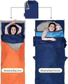 COSANSYS NEW NAVY Travel Sleeping Bag Liner Durable And Super Soft 220 X 90 Cm Roomy Travel Sheet Portable Lightweight For Camping Bed Bag, Hostels, Coaches, Picnic, Trains With Pillow Pockets