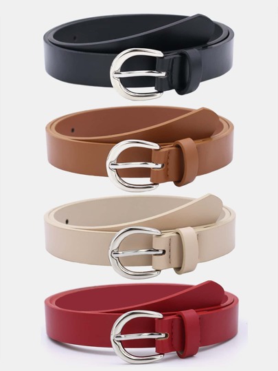 1pc Women's Silver Color Metal Buckle Multi-Color PU Leather Belt, Suitable For Daily Use Summer, School Fall, Autumn, Halloween