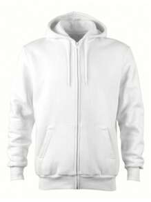 Comfortable Men's And Women's Zipper Sweatshirt - 白色 - 查看 1