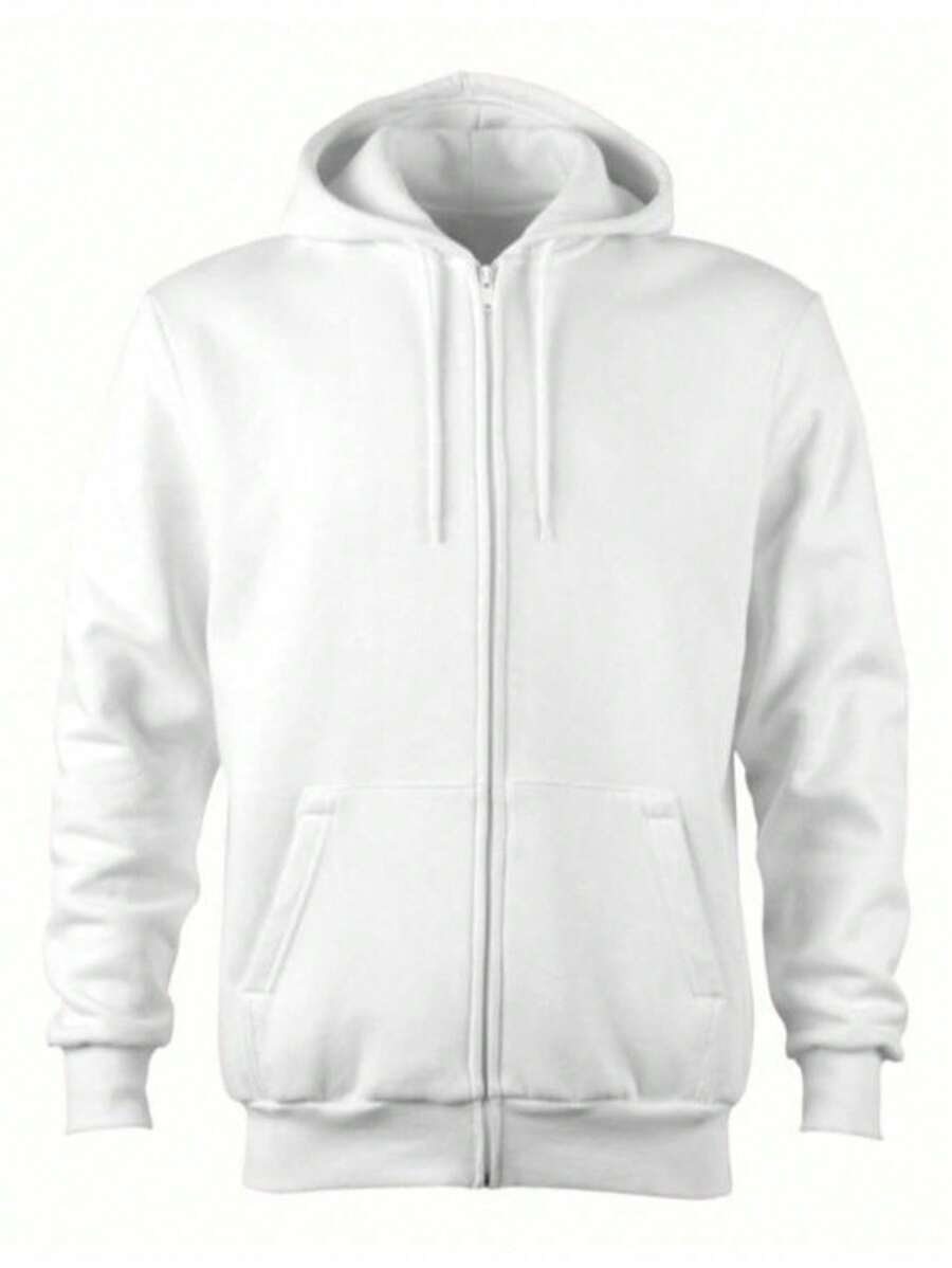 Comfortable Men's And Women's Zipper Sweatshirt - 白色 - 查看 1