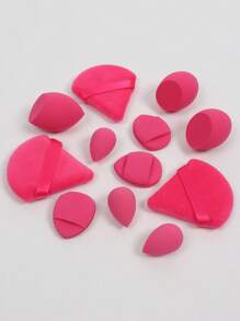 Juego de 12 esponjas de maquillaje de uso múltiple que consta de 3 borlas triangulares para polvos, 3 borlas mini de cojín de aire para polvos, 3 esponjas de maquillaje en forma de gota de agua y 3 mini esponjas de maquillaje. Adecuado para base líquida, base en polvo y crema correctora. Apto para todo tipo de pieles.