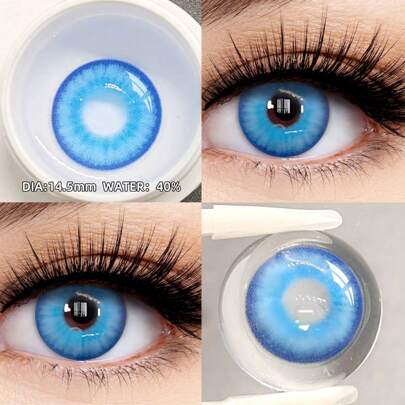 1 Pair Of Black Grey Contact Lenses For Eye Beauty Eye Cosmetics Diameter 14.5 Mm, Annual Use Contact Lenses Halloween Costume Cosplay