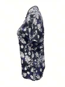 Vintage Cheongsam Bluse für Frauen, schlichtes Blumenmuster Kurzarm Slim Fit Hemd, Frühling/Sommer Neuheit