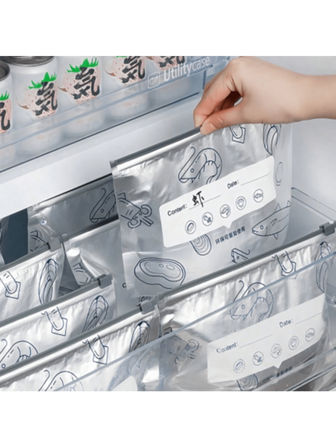 10 piezas Bolsas de almacenamiento de alimentos de aluminio con sellado hermético con cremallera, reutilizables y antibacterianas para refrigerador y congelador