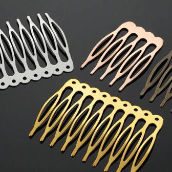 10pcs Chinese Style Metal Hair Combs, Traditional Oriental Accessories For DIY Craft Hair Decoration Side Comb, School Stuff, Wedding