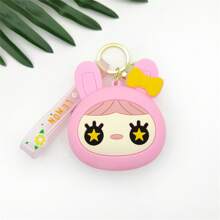 Silicone Coin Purse, Cute Rabbit Zipper Closure Portable Hanging Pendant Backpack Charm - Pink - View 2