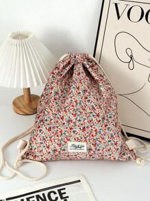 1 件红色小号花卉便携式抽绳袋糖果袋化妆包，时尚休闲大容量便携式拉链化妆包，旅行度假必需品化妆包，适用于卫生巾、袋垫、Airpods、有线耳机、Earpods、耳机、充电器、口红、化妆品、香水、护肤品和美容产品、家居装饰、适合妈妈、女性、护士、学生、女学生、钥匙、节日礼物