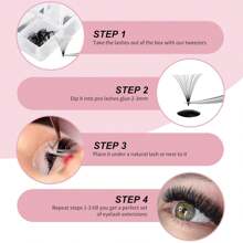 120pcs D Curl Zwellbe Volume 3D/4D/5D/6D/7D/10D/20D Eyelashes Short Stem Pre Made Fans Silk Soft Lash Extension False Mink Individual Lashes Pointy Base Premade Fans Eyelash Extensions. Middle Stem Lashes Extension Premade, Handmade Fans 1box Mix Length - D - View 9