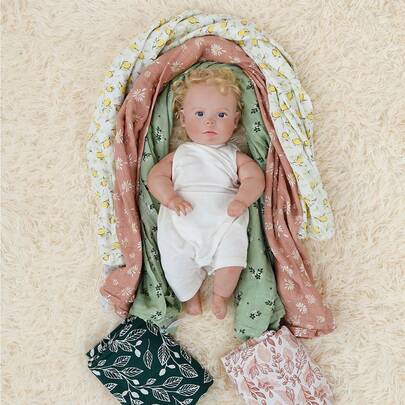 1pc Cotton Muslin Soft Swaddle Blanket, Can Be Used As Bath Towel, Nursing Cover, Photography Prop, Ideal Gift For Baby Christening