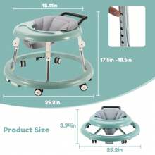 Baby Walker With Multi-Functional Folding,Anti-Rollover Design,Height Adjustable And Brake Device For Babys 6-18 Months Suitable For All Terrains - Green - View 6