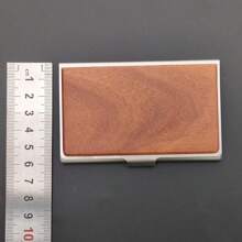 Customizable Metal Black Walnut Business Card Holder, Engraved Logo, Corporate Gift, Meeting & Promotion