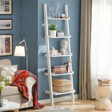 SoBuy Modern 5 Tiers Ladder Shelf Bookcase, Storage Display Shelving Wall Shelf, 189x56cm, White, FRG17-W - White - View 2
