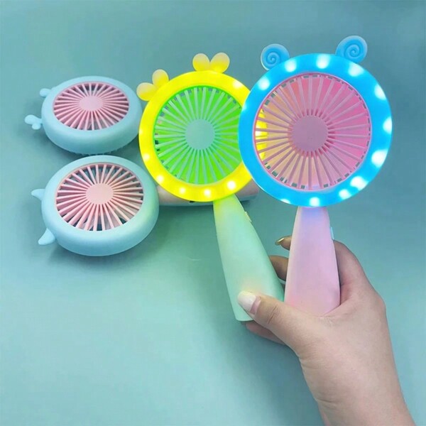 Mini Ventilador Com Luz Led Seca Maquiagem Portátil Recarregavel
