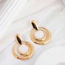 Exaggerated Dramatic Leaf & Heart Loop Chandelier Earrings, Personalized Circular Disc Earrings