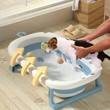 1pc Foldable Dog Lover And Dog Mom Love Bathing Basin, With Drain Plug - Made Of PP Material, Suitable For Bathing Cat Lover And Cat Mom Loves And Dog Lover And Dog Mom Loves, With Sturdy Support Legs, For Indoor And Outdoor Use, Space-Saving, Especially Suitable For Dog Lover And Dog Mom Loves