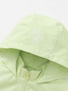 Balabala Girls' Softshell Jacket, Hooded Printed Spring Outerwear - Yellow Green - View 3