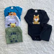 Kit 4 peças (2 CONJUNTOS) infantil INVERNO de RIBANA (CORES SORTIDAS)| Feminino ou Masculino | RN ao GG | REF 2411/2412