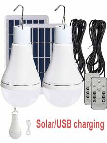 1pc Light With Timer, Rechargeable Solar Light Bulbs For Indoor Home, , Outdoor Camping Lamps For Tent, LED Solar Lights For Shed Night, Emergency Power Outage, Outside