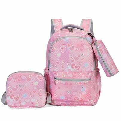 Alwy Kit Mochila Feminina Com Estojo Lancheira Para Escolar Estilo Casual Multiuso Com Grande Capacidade