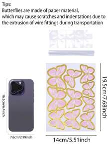 Set de 3 tarjetas con mariposas con borde dorado, apropiadas para decoraciones de boda y fiesta de cumpleaños, decoración de pasteles, decoración de mesa de postres