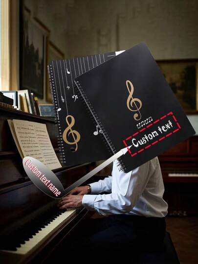 1pc Customized A4 Black Music File Folder With 20 Pages 40 Pockets - Lightweight Polypropylene Binder, Suitable For Choir, Band And Solo Performance, Music Stand Can Customize Team Name, Sheet Music Organization, Name,Back To School,School Supplies