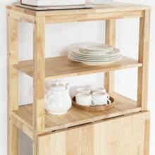 SoBuy FWT70-N Folding Dining Table With Shelf, Rubberwood Dining Table, Folding Kitchen Table, Desk, Wooden Table For Kitchen, Dining Room, Approx. Dimensions (W X H X D): 98 X 126 X 60 Cm - Brown - View 4