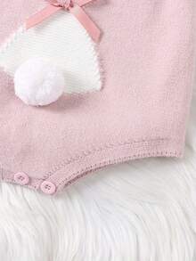 Mono de Pascua para niñas pequeñas, sin mangas, con estampado de conejito y lazo, traje de primavera para recién nacidas - Rosa - Ver 6