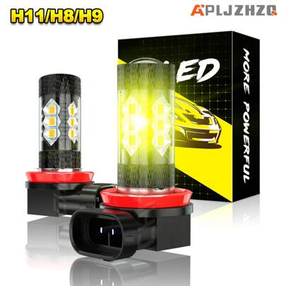 APLJZHZQ 2PCS H11 LED Headlight Super Bright Bulb Kit High Low Beam Fog Light Yellow 3000k
