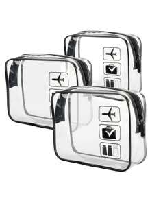 1 件/3 件透明洗漱用品旅行包，旅行携带，机场航空配件合规包，夸脱尺寸女士和男士化妆包，适用于假日海滩、浴室收纳、卧室收纳，大容量