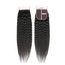 Kinky Straight Human Hair 3 Bundles With 5x5 Closure Yaki Straight Human Hair Weave Bundles Brazilian Human Hair Bundles In Hair Extensions Natural Black