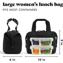 Fit & Fresh Neoprene Like Lunch Bag For Women, Insulated Womens Lunch Bag For Work, Tear & Stain Resistant Large Lunch Box With Containers And Ice, Machine Washable Remi Lunch Bag, Black - Black - View 5