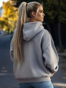 Women's Fall Plus Size Hoodies Fashion Cartoon Style Dalmatian Dog Pajamas Sunglasses Print Long Sleeve Hood Sweatshirt Loose Fit Tops Streetwear - Grey - View 2