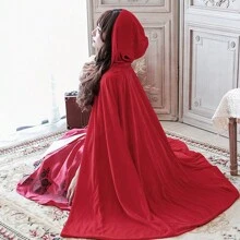 În stoc, costum de prințesă roșie pentru femei adulte, pelerină sexy, stil desen animat popular pentru Halloween
