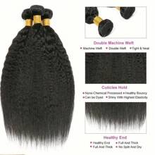 Kinky Straight Human Hair 3 Bundles With 5x5 Closure Yaki Straight Human Hair Weave Bundles Brazilian Human Hair Bundles In Hair Extensions Natural Black