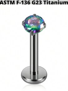 1PC G23 Titanium Round Zirconia Internal Thread Labret Lip Rings Cz Ear Cartilage Tragus Helix Earring Lobe Piercing Jewelry - 1 Titanium Plated Original Color - View 11